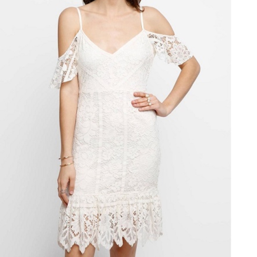 Plenty By Tracy Reese White Lace Off the Shoulder Mini Dress, Size 4